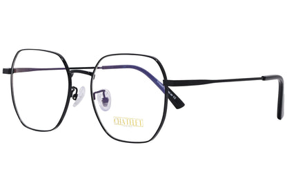 chatelet hexagonal black eyeglasses frame viewed from a 45-degree angle.