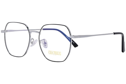 chatelet hexagonal silver eyeglasses frame viewed from a 45-degree angle.