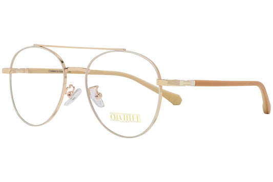 chatelet aviator white, yellow eyeglasses frame viewed from a 45-degree angle.