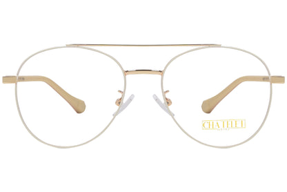 chatelet aviator white, yellow eyeglasses frame viewed from Front angle.