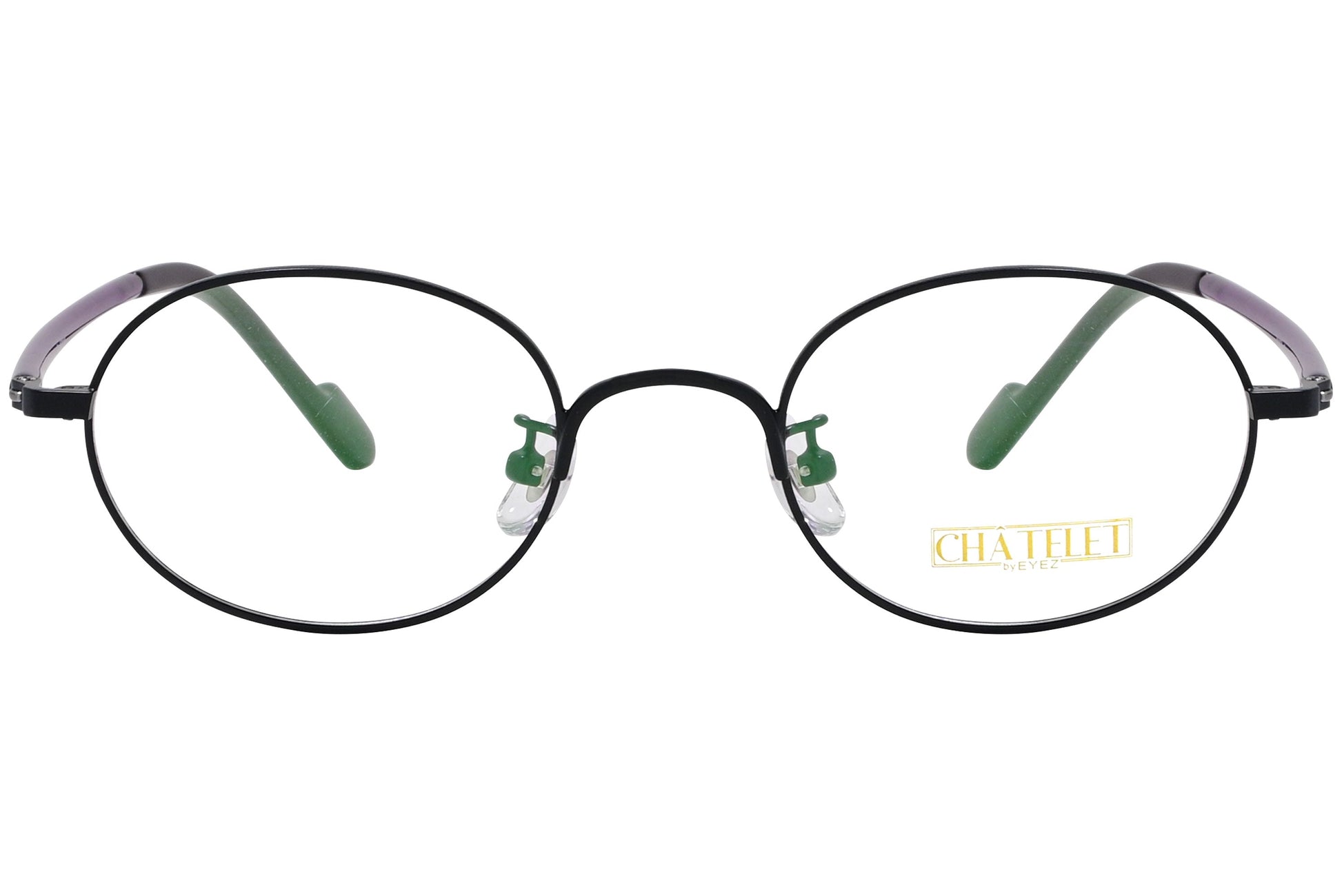 chatelet oval violet eyeglasses frame viewed from Front angle.