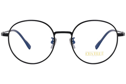 chatelet round black eyeglasses frame viewed from Front angle.