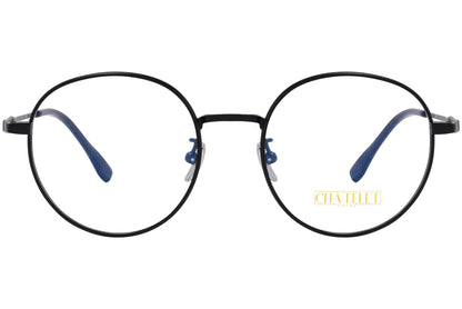 chatelet round black eyeglasses frame viewed from Front angle.