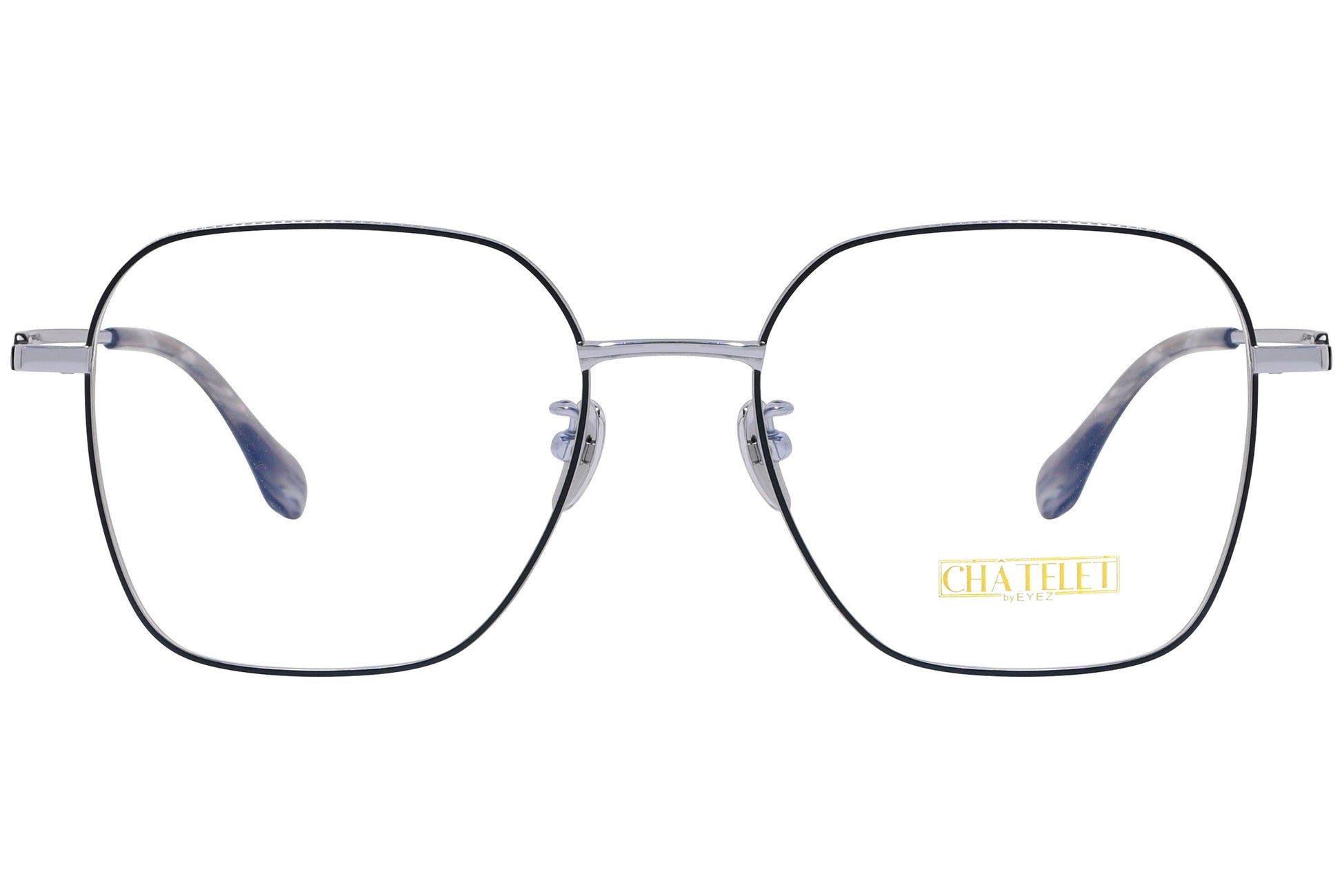 chatelet geometric silver eyeglasses frame viewed from Front angle.