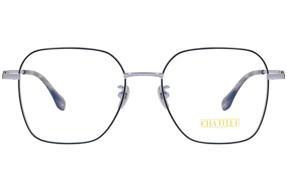 chatelet geometric silver eyeglasses frame viewed from Front angle.