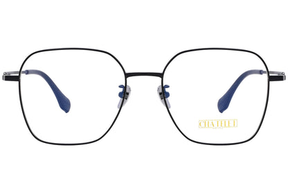 chatelet geometric black eyeglasses frame viewed from Front angle.