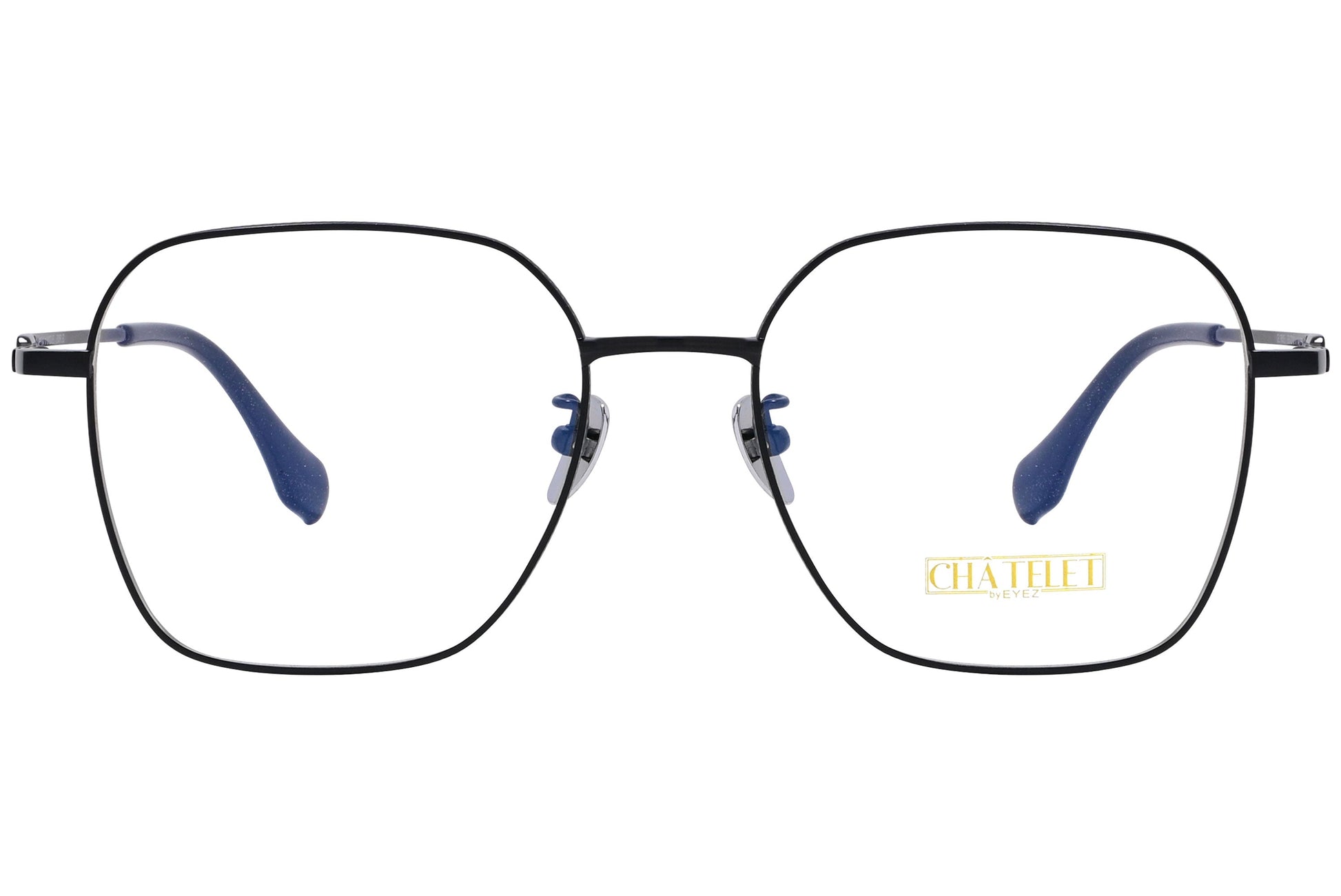 chatelet geometric black eyeglasses frame viewed from Front angle.