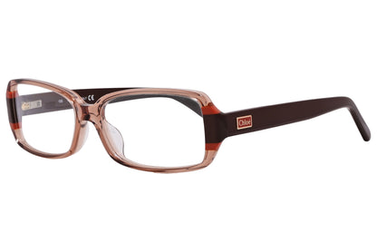 Chloe Rectangle Brown Eyeglasses Frame Viewed From A 45-Degree Angle.