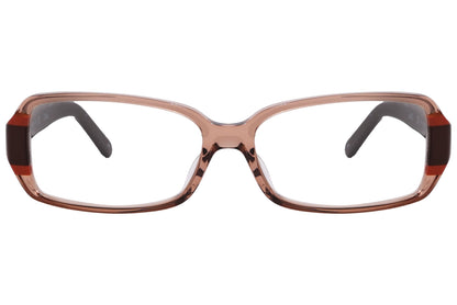 Chloe Rectangle Brown Eyeglasses Frame Viewed From Front Angle.