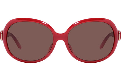 Chloe Red Color Round Sunglasses Viewed From Front Angle.