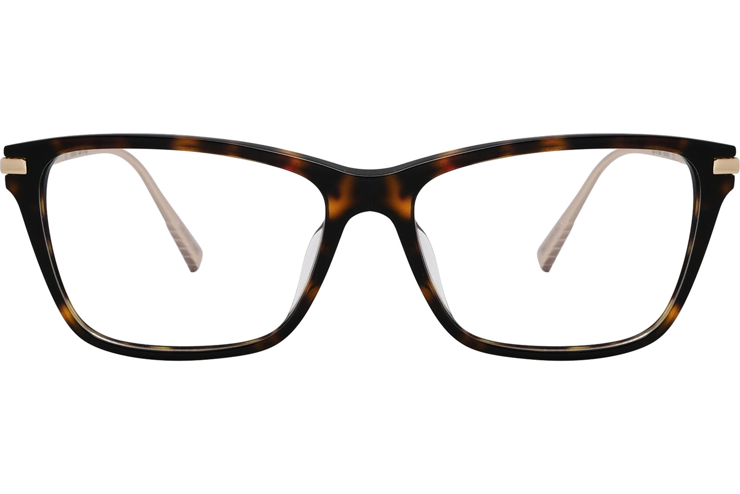 chopard geometric black with gold eyeglasses frame viewed from a 90-degree angle.