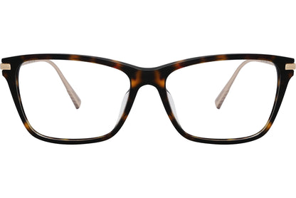 chopard geometric black with gold eyeglasses frame viewed from a 90-degree angle.