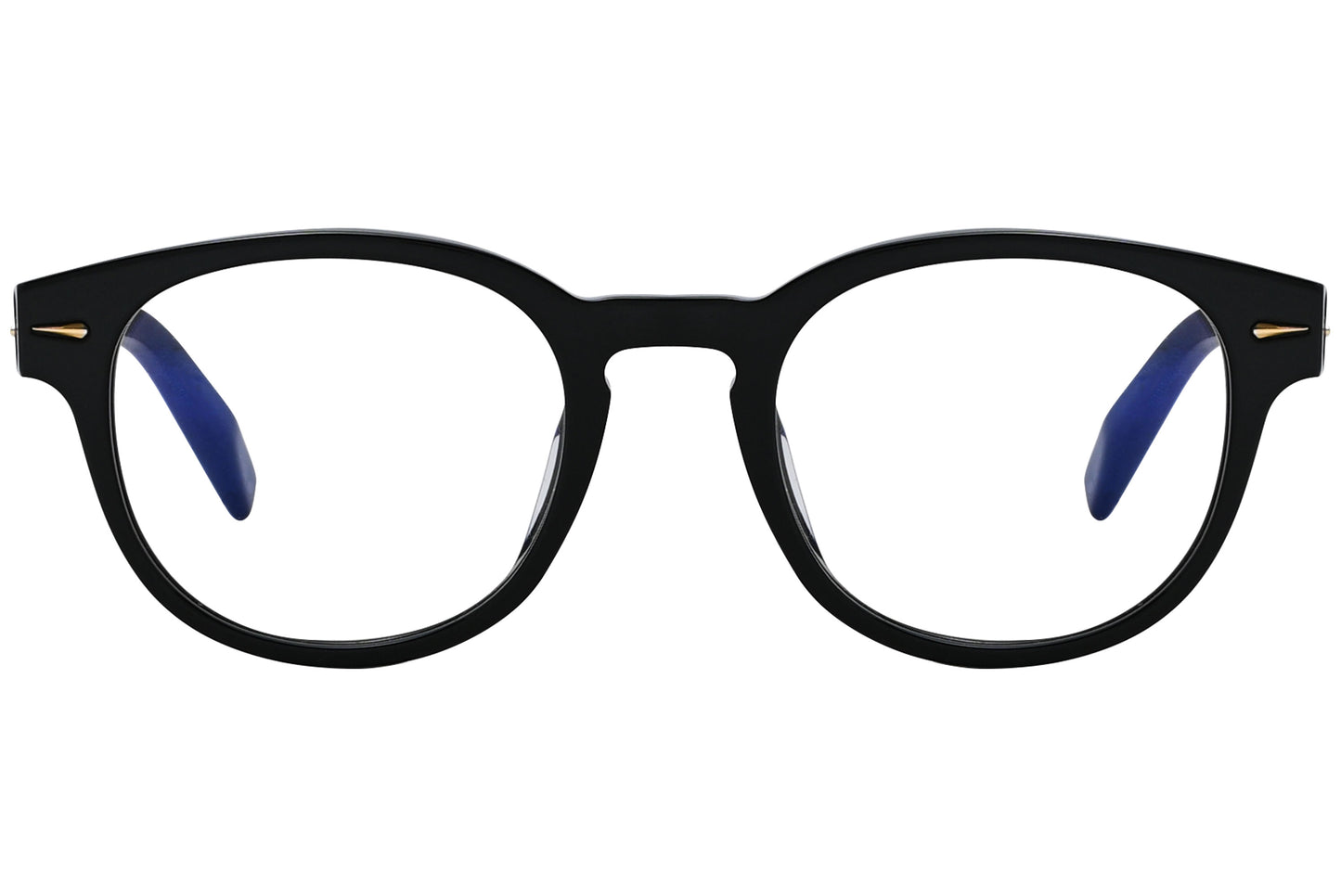 chopard oval black eyeglasses frame viewed from a 90-degree angle.