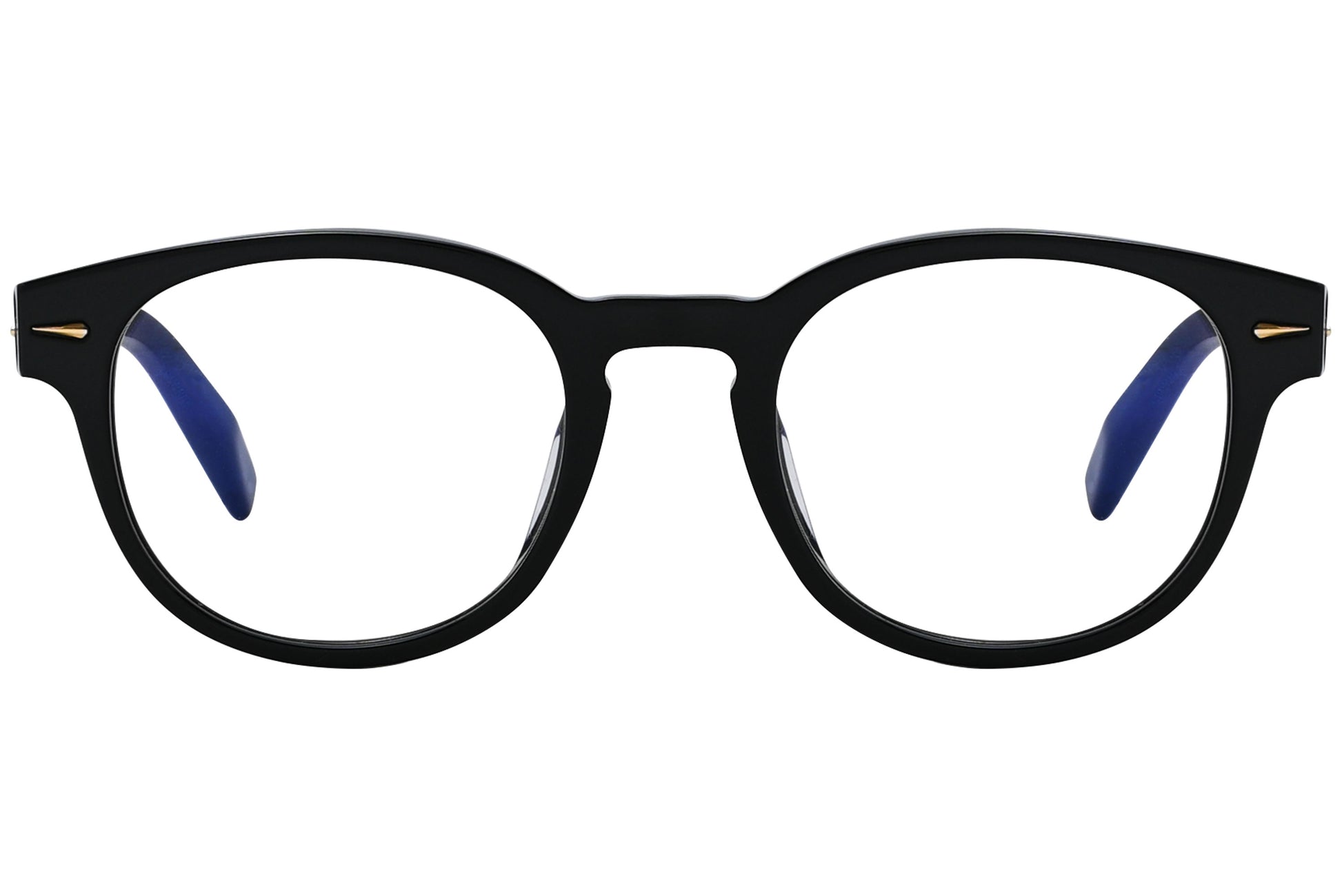 chopard oval black eyeglasses frame viewed from a 90-degree angle.