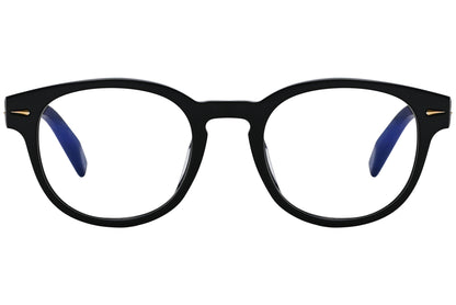 chopard oval black eyeglasses frame viewed from a 90-degree angle.