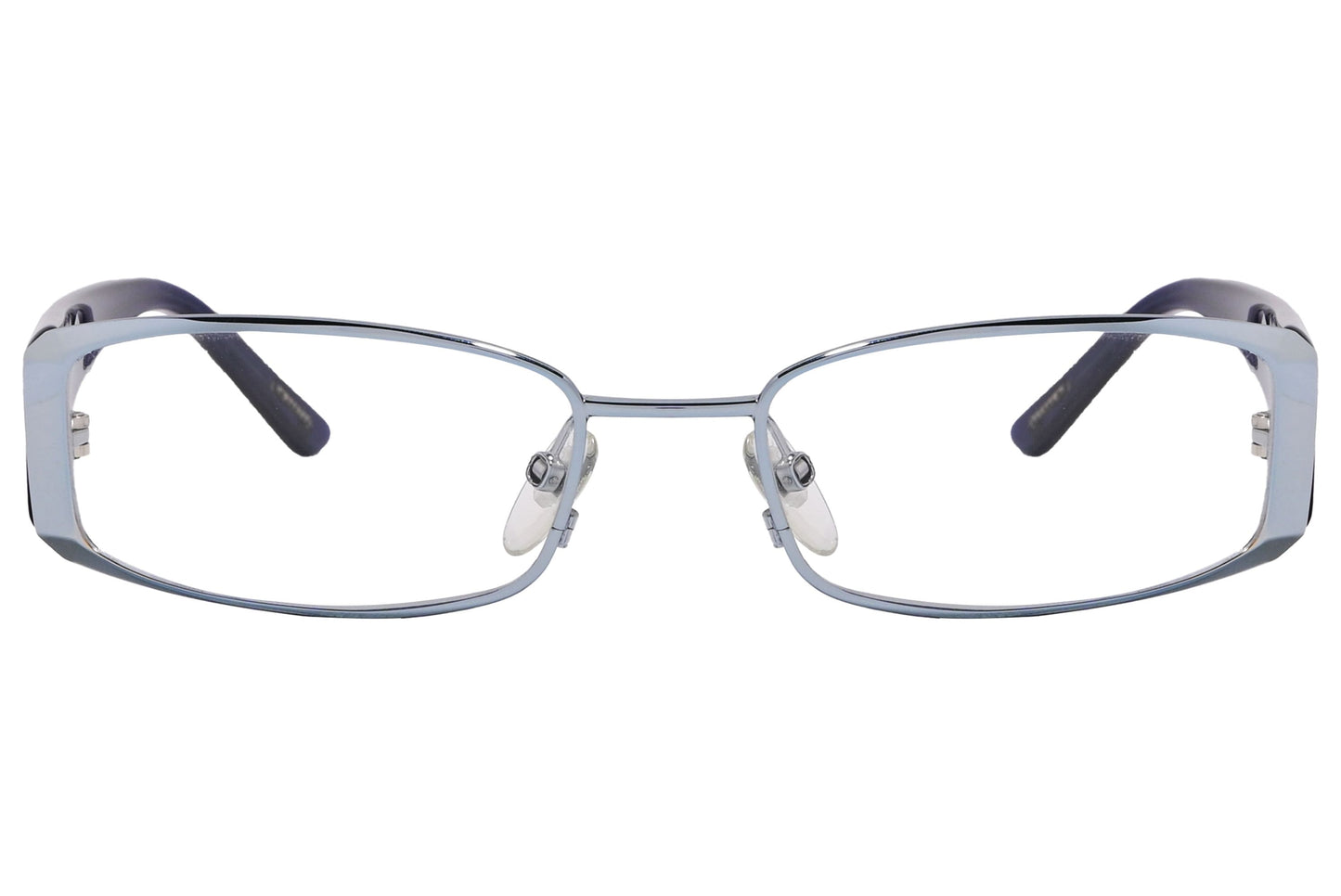 Chopard Wrap Around Blue Eyeglasses Frame Viewed From Front Angle.