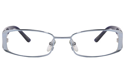 Chopard Wrap Around Blue Eyeglasses Frame Viewed From Front Angle.