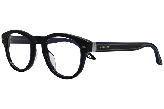 chopard oval black eyeglasses frame viewed from a 45-degree angle.