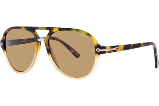 Chopard Tortoise Color Aviator Sunglasses Viewed From A 45-Degree Angle.