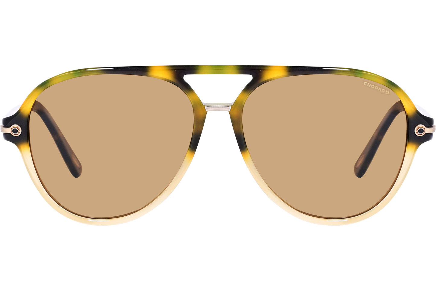 Chopard Tortoise Color Aviator Sunglasses Viewed From Front Angle.