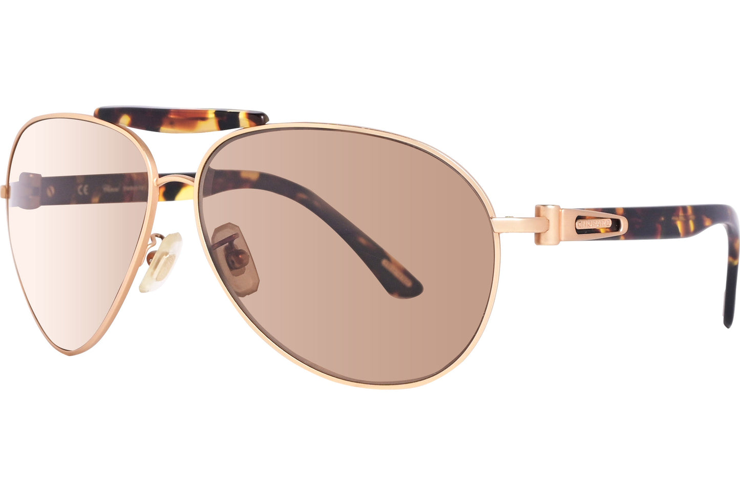 Chopard Tortoise Color Aviator Sunglasses Viewed From A 45-Degree Angle.