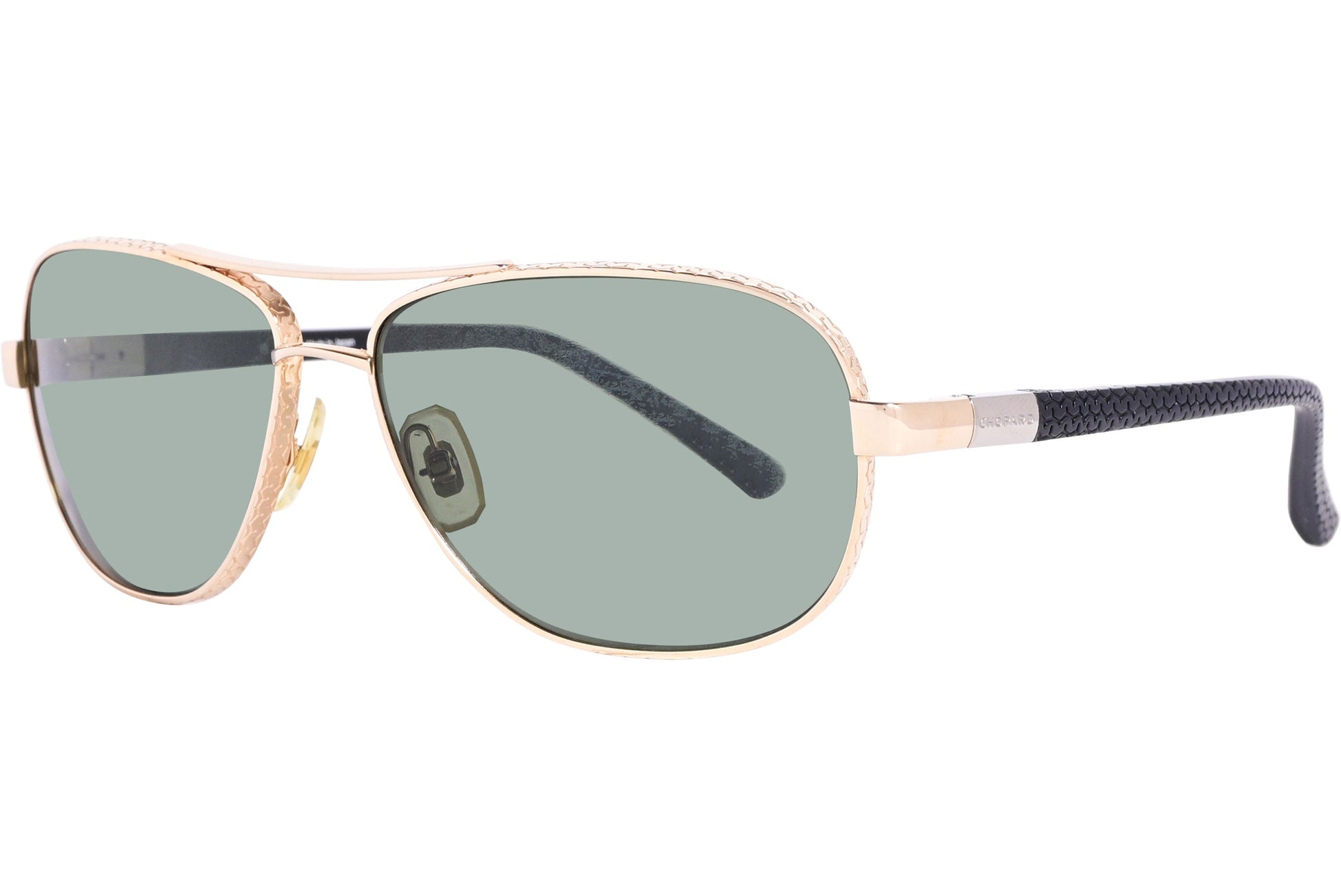 Chopard Green Color Aviator Sunglasses Viewed From A 45-Degree Angle.