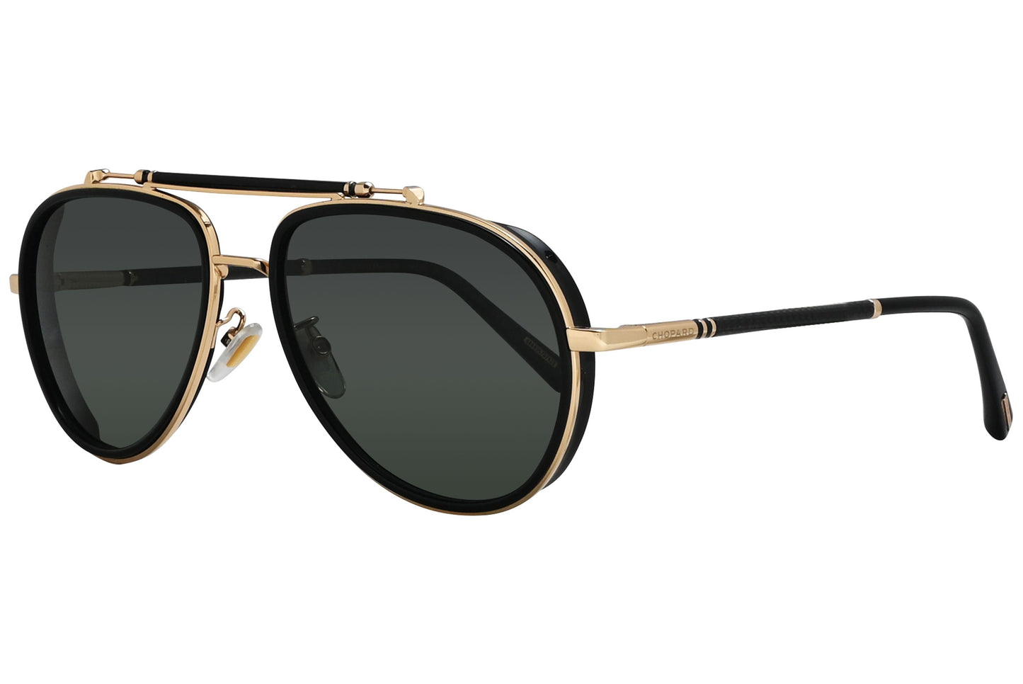 Chopard Aviator Black and Gold Sunglasses Model: SCHF24-700P-POL Side View