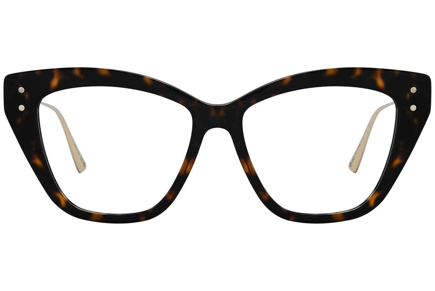 christian-dior oval black with tortoise color eyeglasses frame viewed from a 90-degree angle.