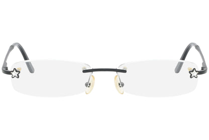 christian dior rimless black eyeglasses frame viewed from front view.