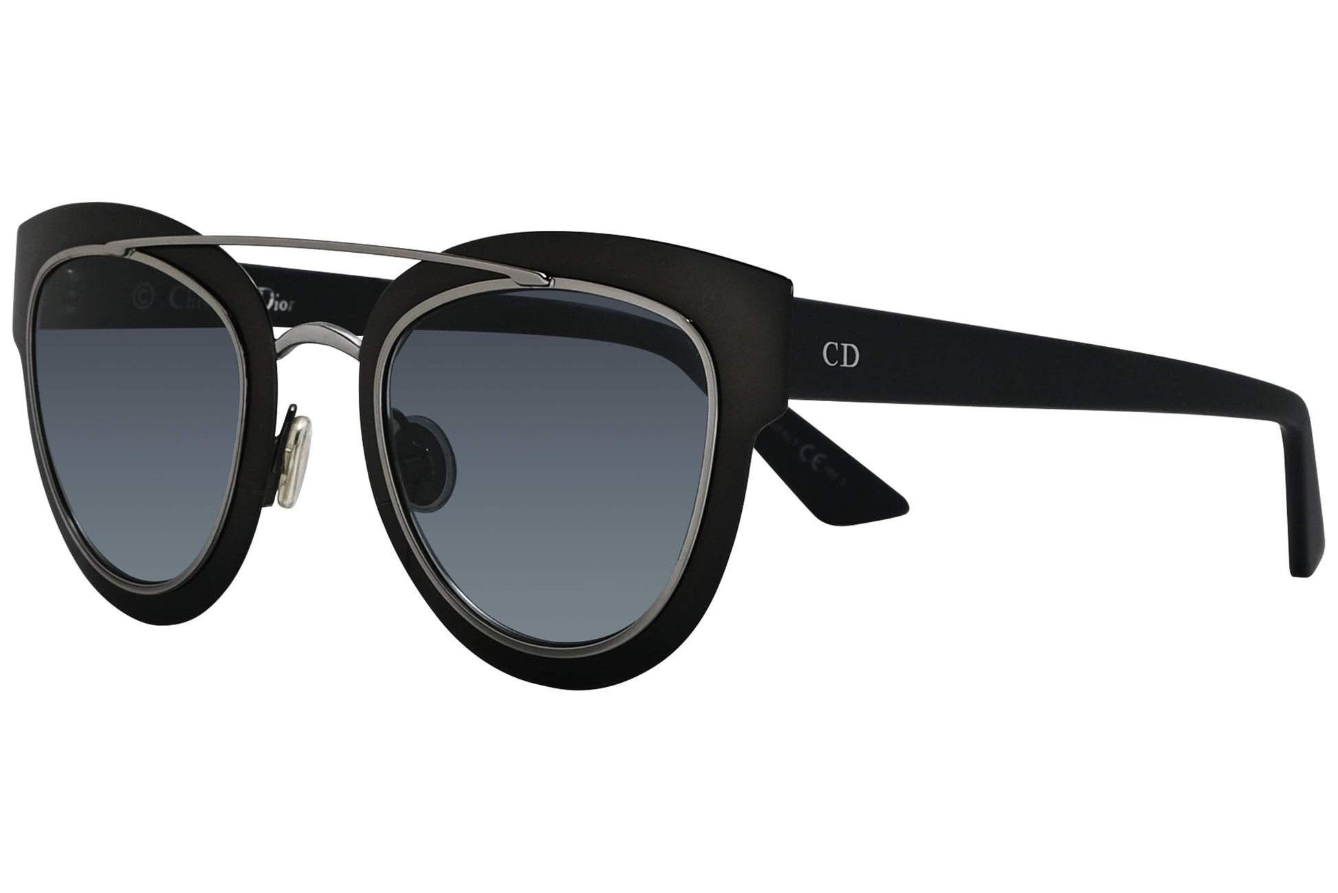 Christian Dior Black Color Aviator Sunglasses Viewed From A 45-Degree Angle.