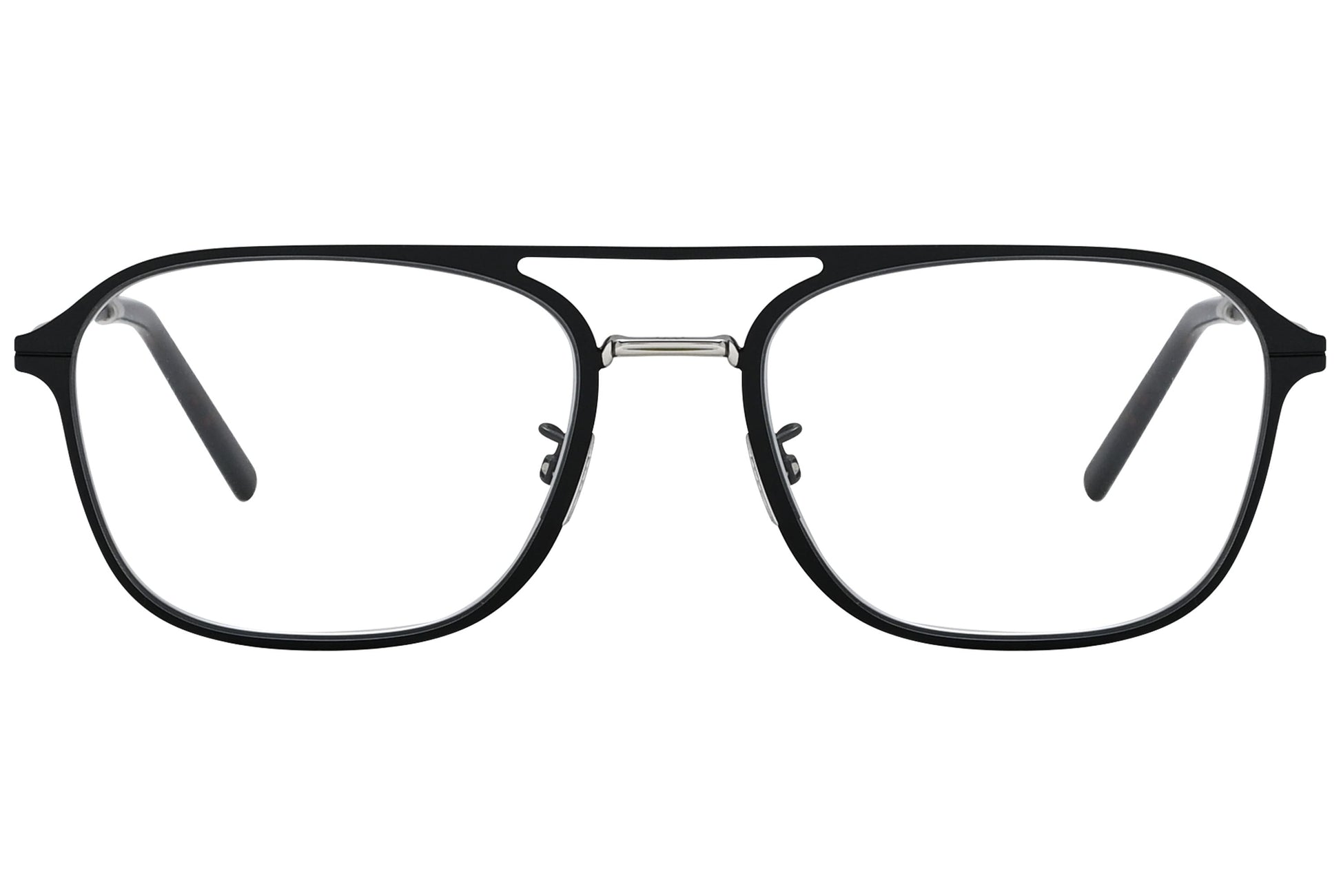 christian dior aviator black eyeglasses frame viewed from front angle.