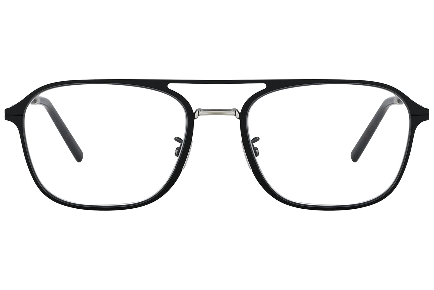 christian dior aviator black eyeglasses frame viewed from front angle.