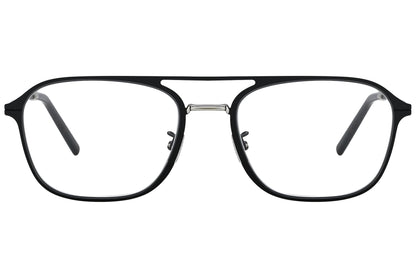 christian dior aviator black eyeglasses frame viewed from front angle.