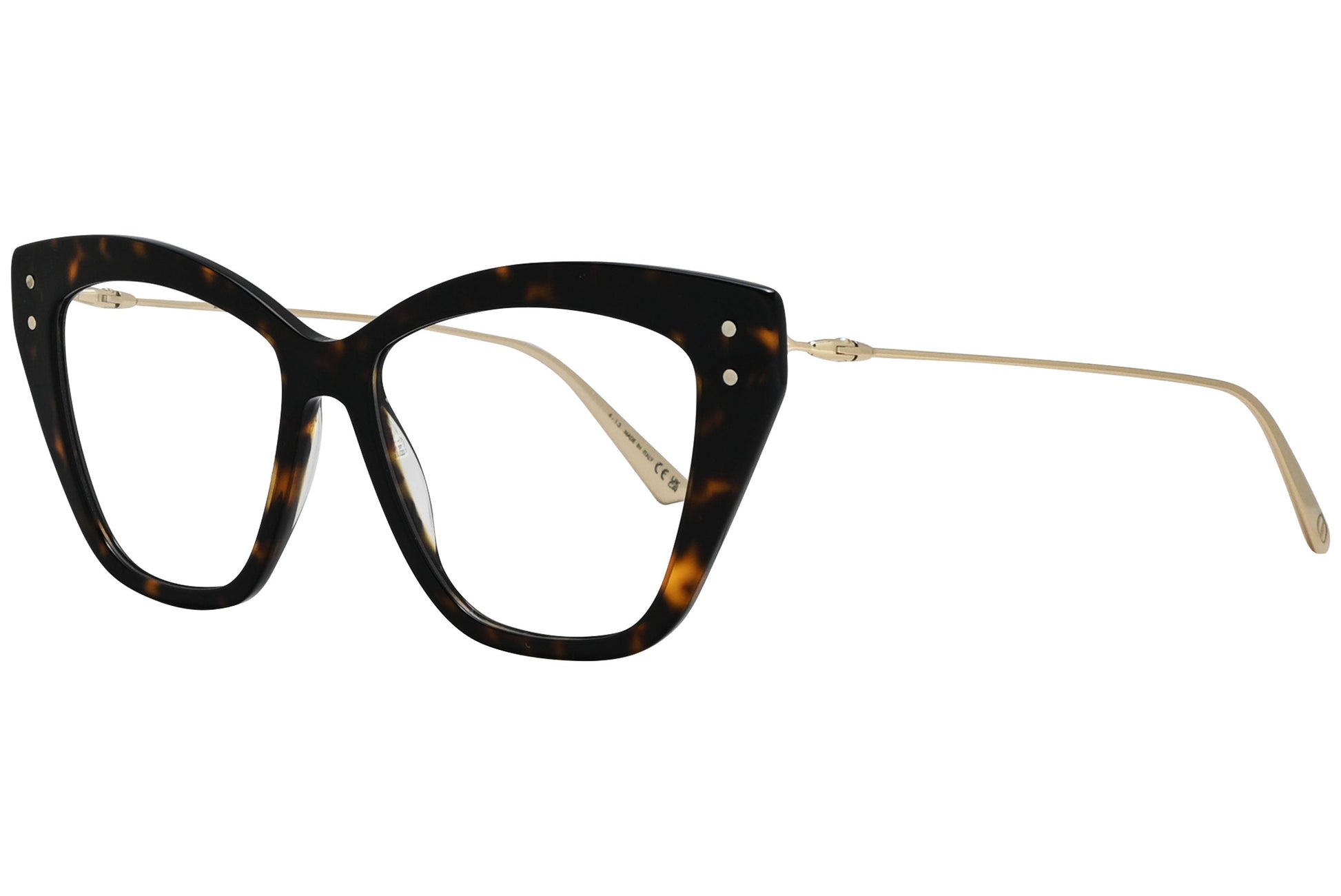 christian-dior oval tortoise eyeglasses frame viewed from a 45-degree angle.