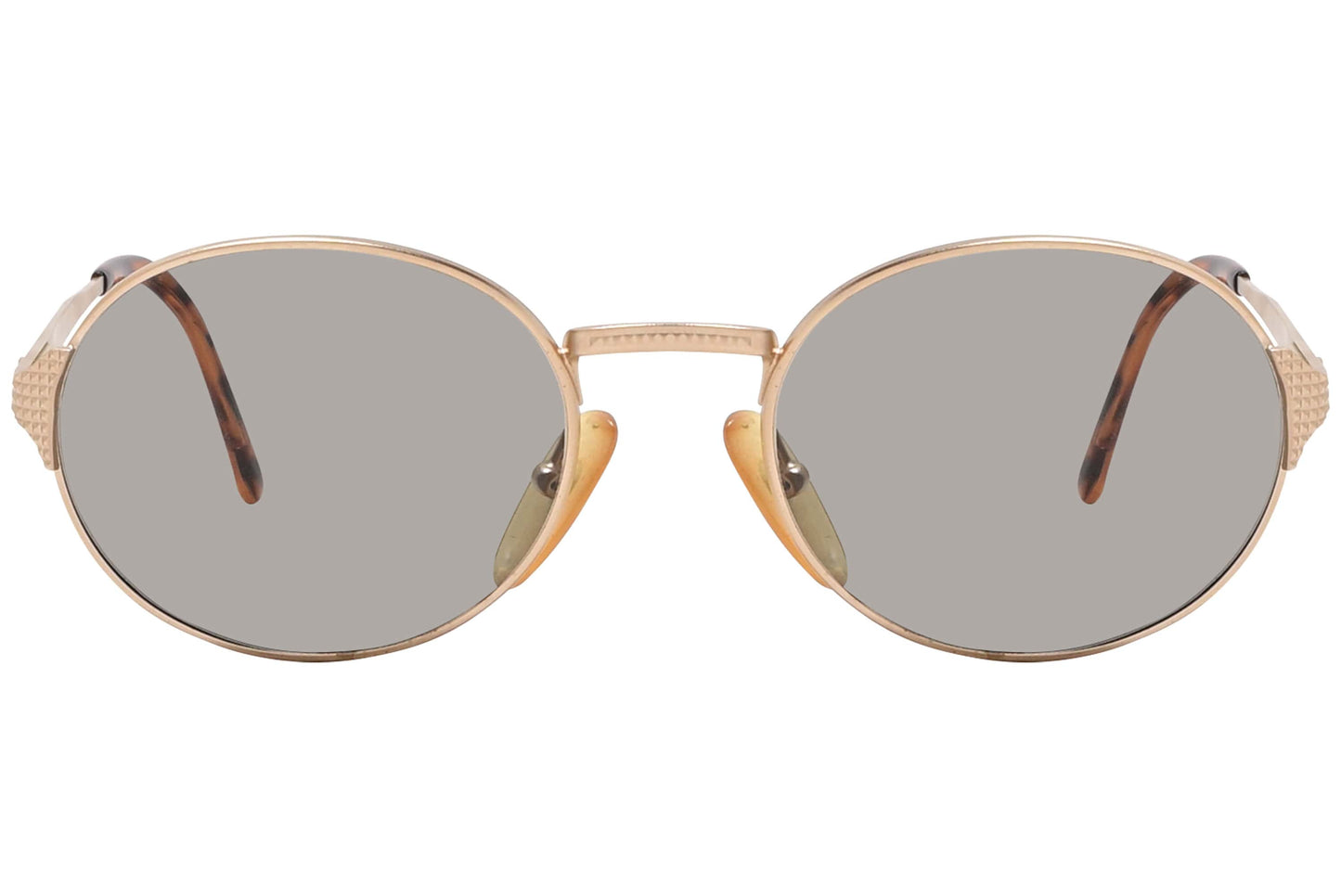 Christian Dior Gold Color Round Sunglasses Viewed Front Angle.