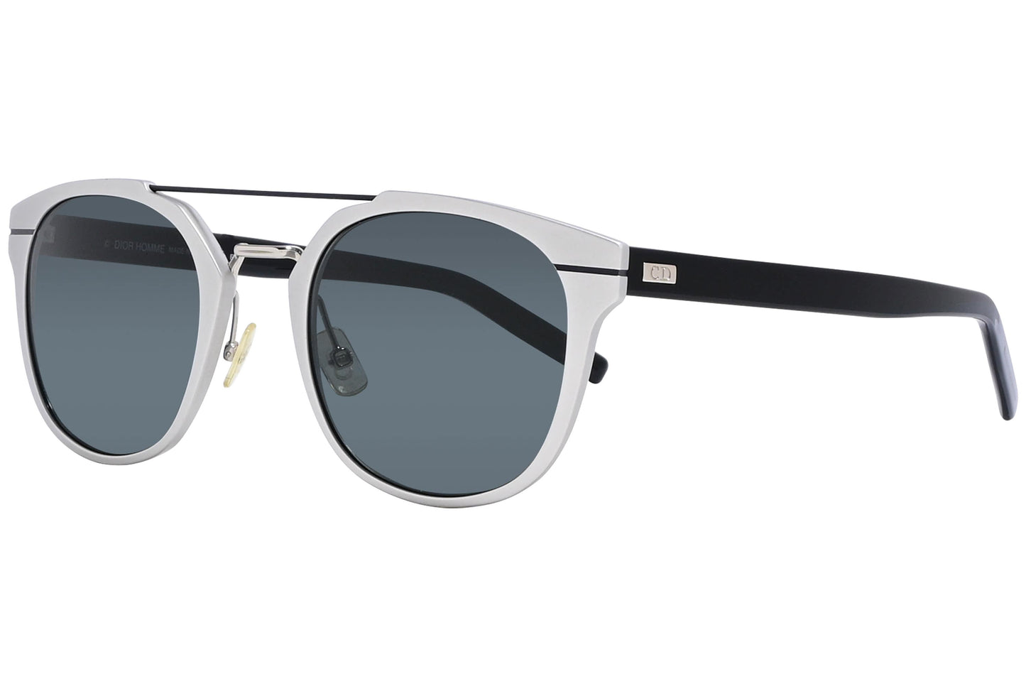 Christian Dior Silver Color Aviator Sunglasses Viewed From A 45-Degree Angle.