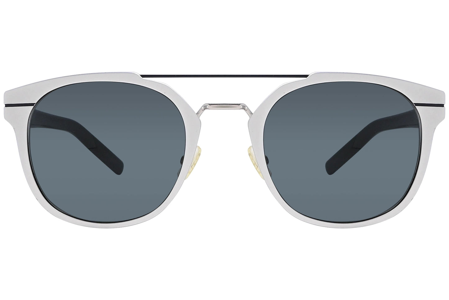 Christian Dior Silver Color Aviator Sunglasses Viewed Front Angle.