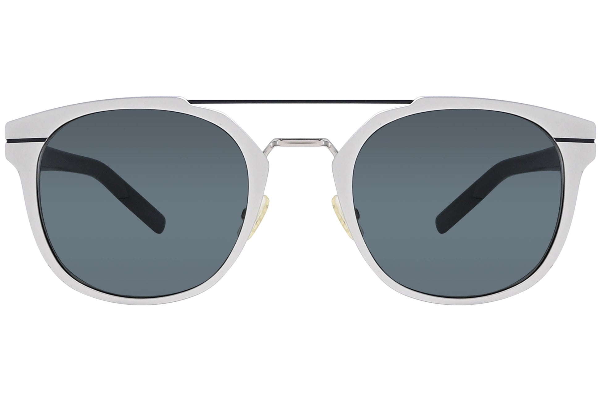 Christian Dior Silver Color Aviator Sunglasses Viewed Front Angle.