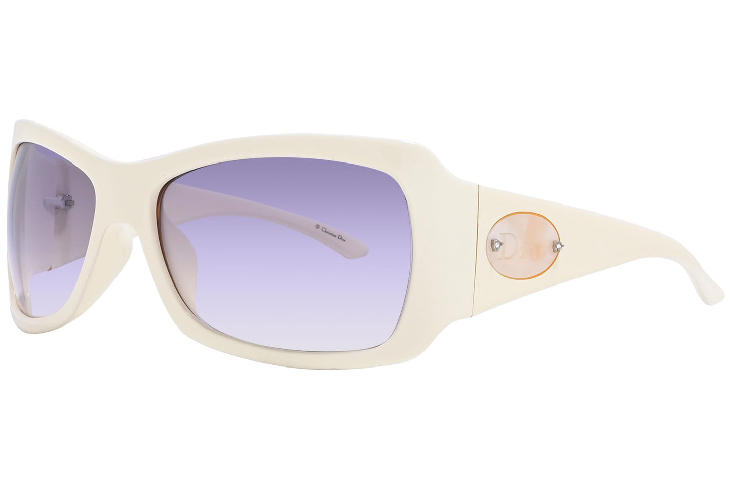 Christian Dior White Color  Sunglasses Viewed From A 45-Degree Angle.