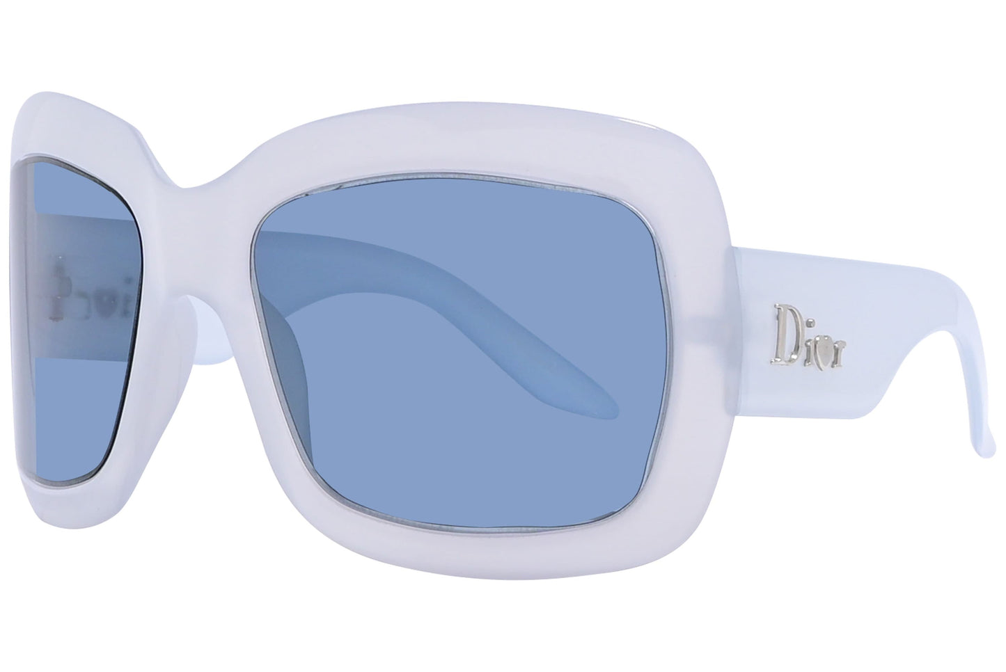 Christian Dior White Color  Sunglasses Viewed From A 45-Degree Angle.