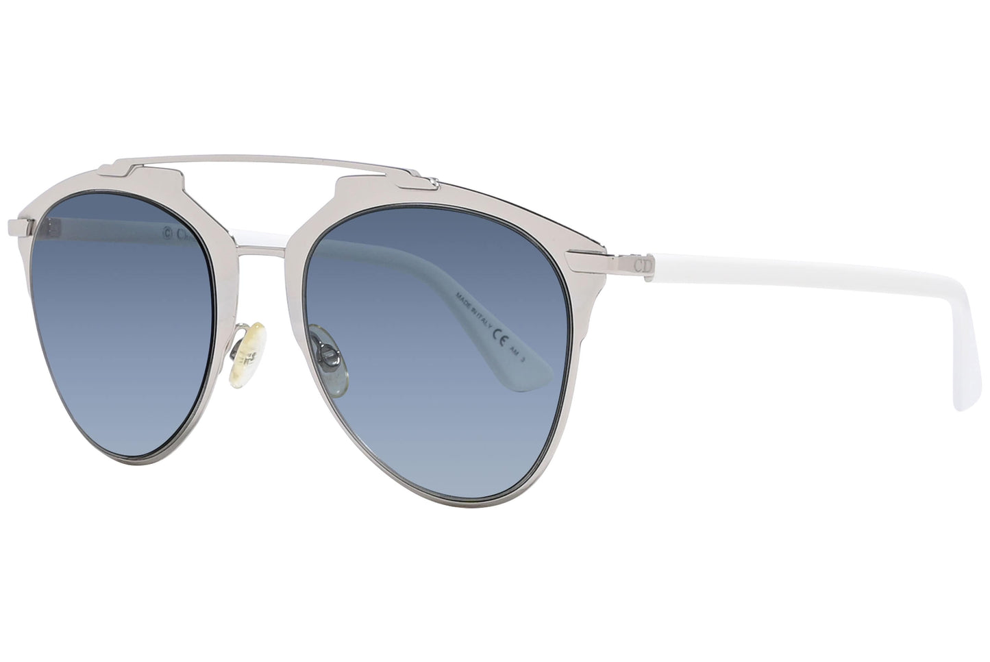 Christian Dior White Color  Sunglasses Viewed From A 45-Degree Angle.