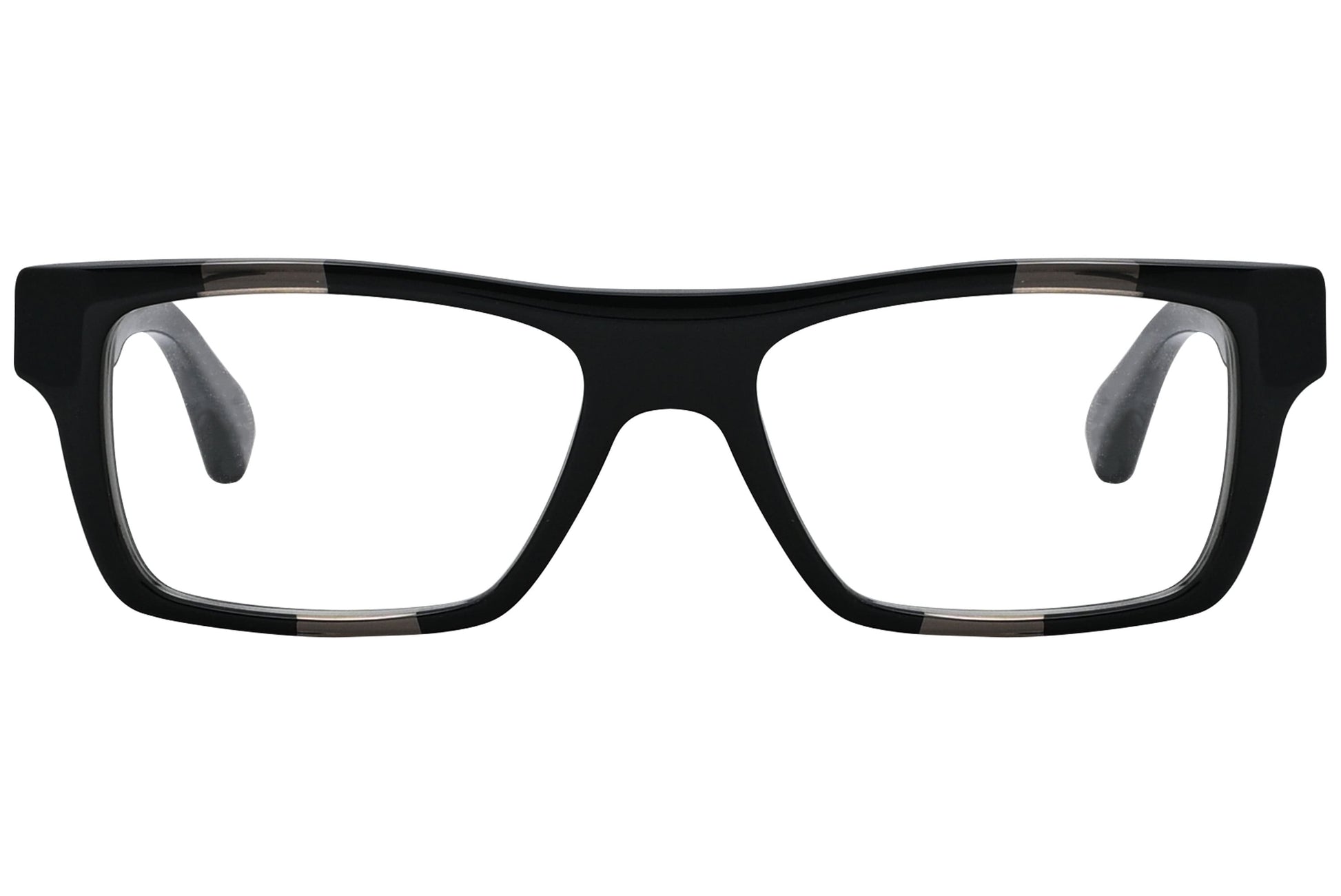 christian roth sqr-wav black eyeglasses frame viewed from front.