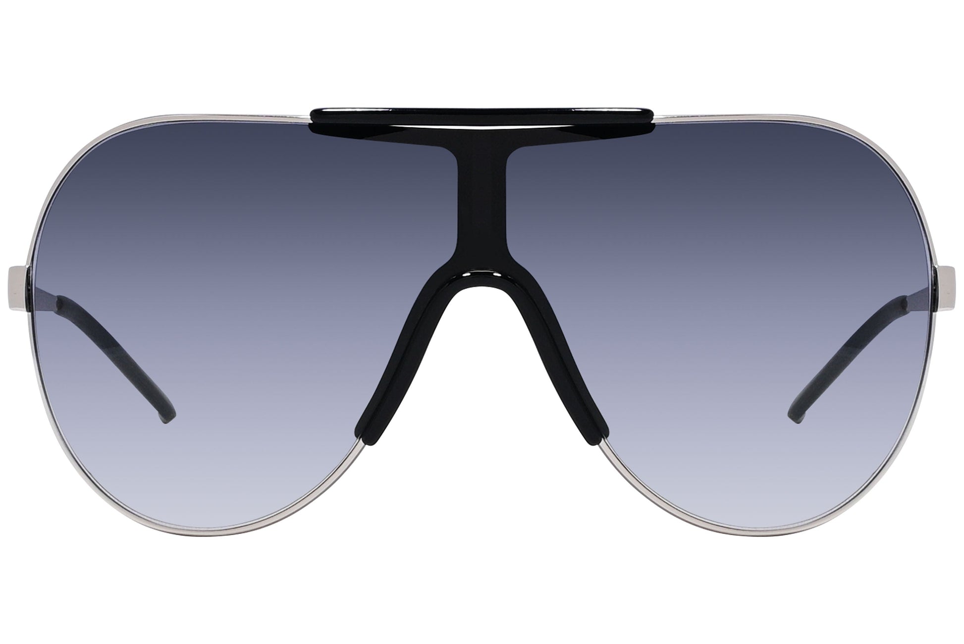 Close-up of Dolce & Gabbana purple aviator sunglasses showing lens color and luxury frame finish