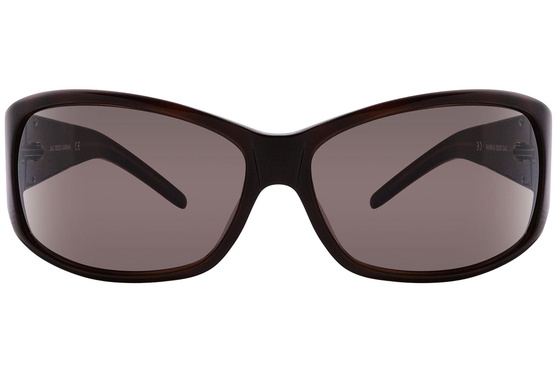 Close-up of Dolce & Gabbana wrap-around sunglasses in red showing lens curve and high-gloss finish