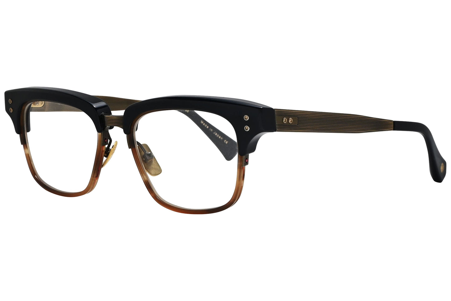 dita statesman five brown eyeglasses frame viewed from a 45-degree angle.