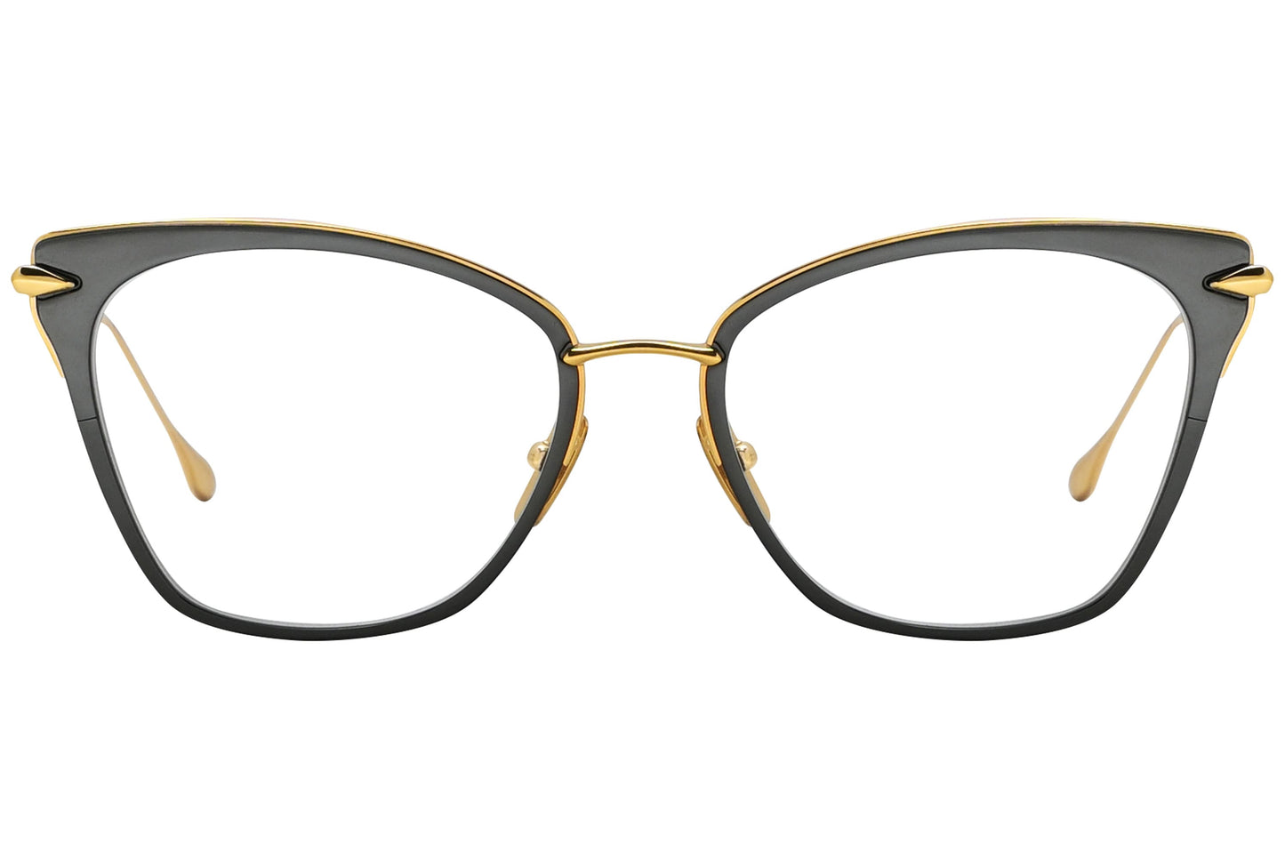 dita arise gold eyeglasses frame viewed from front.