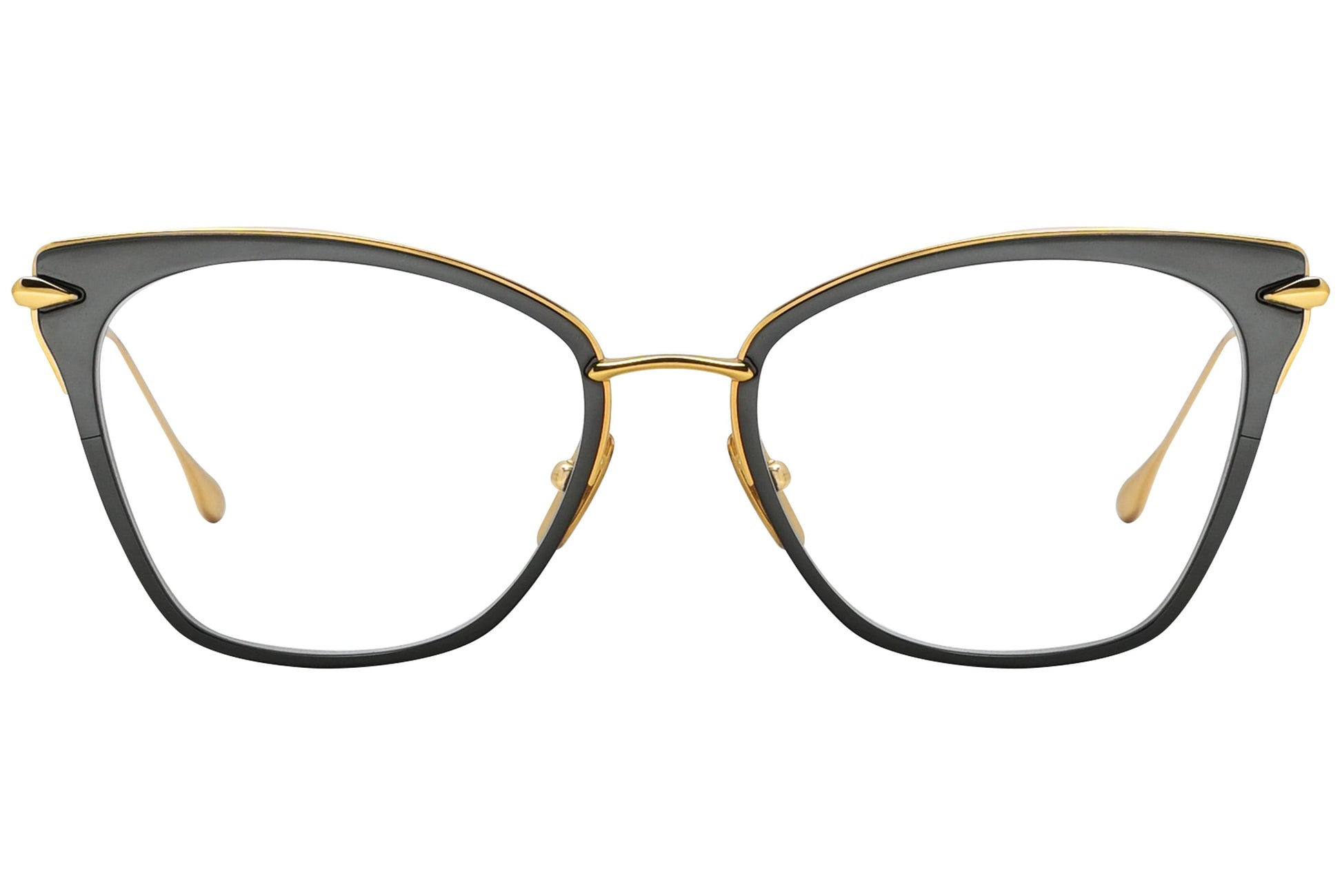 dita arise gold eyeglasses frame viewed from front.