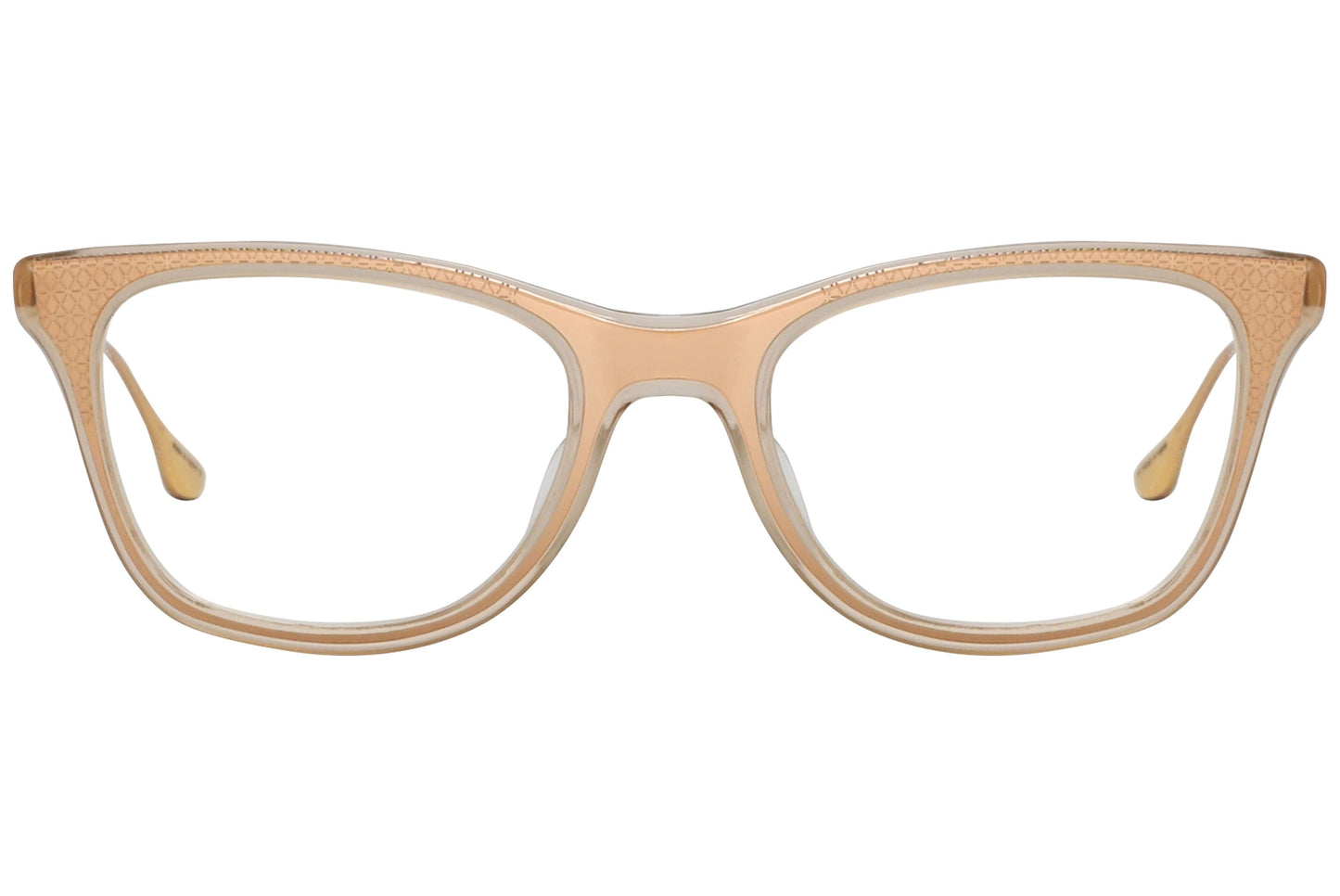 dita ashlar gold eyeglasses frame viewed from front.