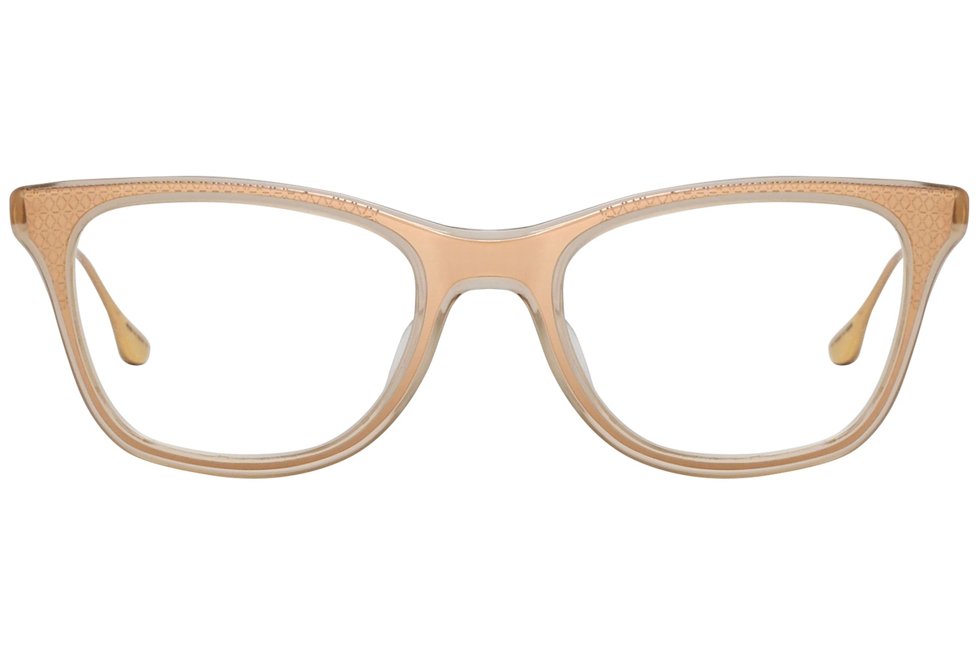 dita ashlar gold eyeglasses frame viewed from front.