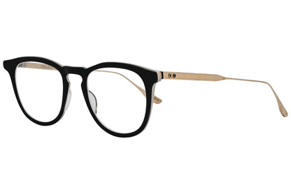 dita falson gold eyeglasses frame viewed from a 45-degree angle.